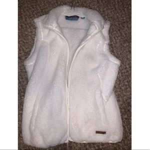 Fluffy white vest!